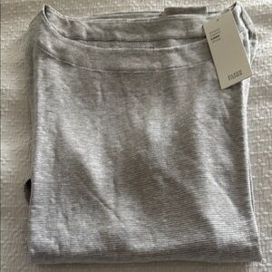 Brand New Eileen Fisher XS Gray Striped 3/4 Sleeve Boat Neck Shirt